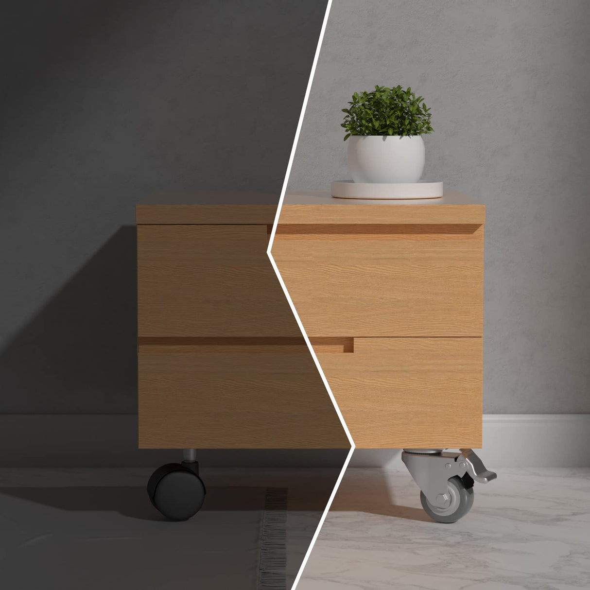 2 inch Caster Wheels Set of 4 Heavy Duty - CLOATFET Locking Casters, Swivel Casters with Brake (Top Plate), Non Marking Grey TPR Rubber Castor Wheels for Cart Furniture Workbench CLOATFET