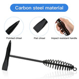 Worldity 6Pcs Welding Slag Removal Tool Set, 10 Inch Welding Chipping Hammer with Coil Spring Handle, Welding Pliers, Wire Brush, Metal Sheet Thickness Gauges and Welding Gloves for Removing Slag Worldity