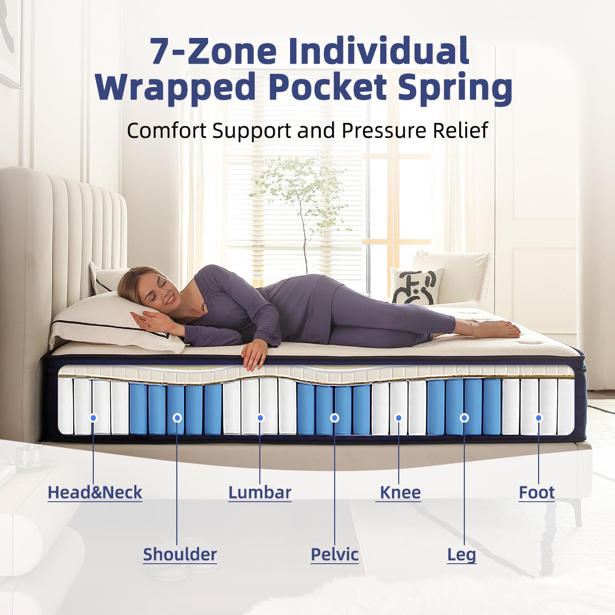 12 Inch Full Mattress, Memory Foam Hybrid Full Mattresses,, Pocketed Coils for Motion Isolation Back Pain Relieving Strong Edge Lumbar Support with CertiPUR-US Certified, Medium Firm, 120-Night Trial