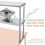 Hally Double Overshelf of Stainless Steel 12'' x 48'' Weight Capacity 380lb, Commercial 2 Tier Shelf for Prep & Work Table in Restaurant, Home and Kitchen HALLY SINKS & TABLES H