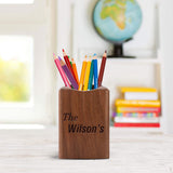 ANQIYI Personalized Pen Holder Wooden Pen Pencil Pot for Desk Tidy Stationary Organiser for School Home Office, Engraved Name, Walnut Wood ANQIYI