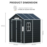 6x6 FT Plastic Shed, Resin Outdoor Storage Shed, Garden Tool Sheds Weatherproof for Store Patio Furniture, Garden Tools Bike Accessories, Beach Chairs and Lawn Mower, Black Anranni