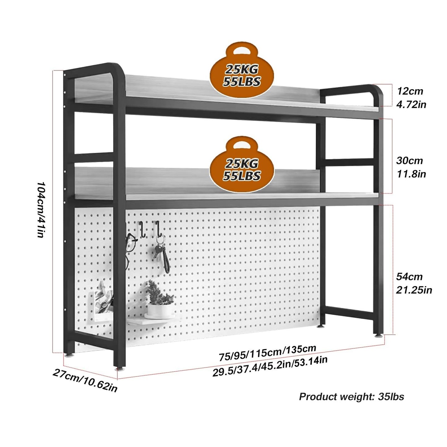 2 Tier Multifunctional Industrial Desktop Bookshelf for Home and Office Storage - WoodArtSupply