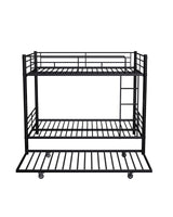 Feetice Full Over Full Bunk Bed with Trundle, Heavy Duty Metal Bed Frame with Full-Length Guardrails & Ladder, 3-in-1 Convertible Full Bunk Bed, Noise-Free, No Box Spring Needed, Black Feetice