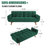 liuyouhom Convertible Futon Couch Bed, Sleeper Sofa Bed with Adjustable Backrests, Linen Loveseat Sofa 3 Seater Comfy Couch for Small Spaces, Living Room, Bedroom(Green, 75") liuyouhom