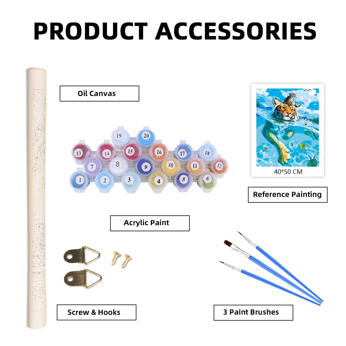 Tiger Paint by Number Animal,Cat Paint by Numbers Kit for Adults Beginner,Acrylic DIY Oil Painting for Home Wall Art Decoration 16x20 inch… WoodArtSupply