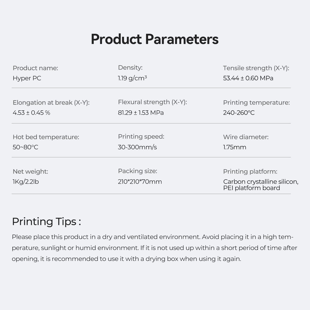 Creality PC Filament 1.75mm, Clear Polycarbonate Filament Designed for 300mm/s High Speed Printing, 1kg(2.2lbs)/Spool Hyper PC Filament, Tough and High Heat Resistant, Fits for 3D Printers Creality