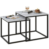 VILAWLENCE Coffee Table Set of 2, Modern Black Wooden Side Table, Metal Frame Square End Table, Center Tables,Nesting Coffee Table for Living Room,Bedroom and Small Spaces VILAWLENCE
