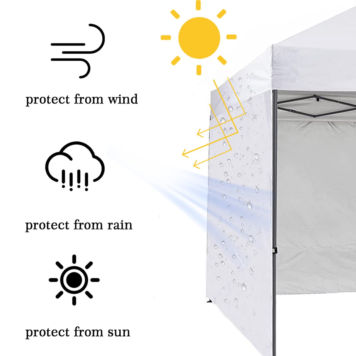 Canopy Sunwall Sidewall Gazebos Tent Waterproof for 10x10ft Pop up Canopy Straight Leg Gazebos Outdoor Instant Canopies 1 Pcs Khaki Canopy Sidewall Only NINAT