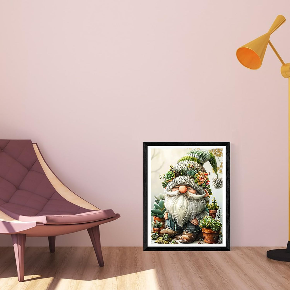 MBNTJHT DIY Easy Gnome Paint by Numbers Kit for Adults,Unframed Succulents Gnome Oil Paint by Number Kits for Beginner,Acrylic Painting Kits for Home Wall Decor 16X20 Inch. MBNTJHT