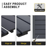 HUZJIEHUI 4'H x 4'W PVC Slatwall Panels Garage Wall Storage System, GraphiteSlat Wall Paneling Garage Organizers HUZJIEHUI