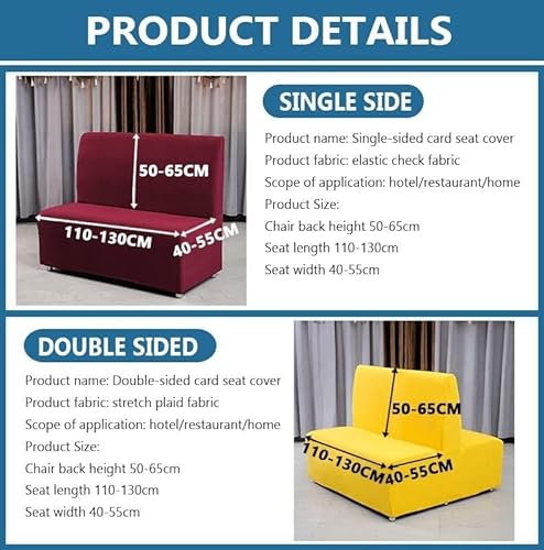 Armless Sofa Card Seat Cover 110-130cm Futon Cover Stretch Protector Slipcovers 2-Seater Settee Loveseat Couch Bed Covers with Elastic Bottom Suitable for Hotels, Bars(#1,Single-Sided seat) Generic