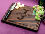 Straga Personalized Cutting Boards | Handmade Wood Engraved Charcuterie | Custom Wedding, Anniversary or Family Reunion Gift for Chef or Kitchen (Initial Design No.201) Straga
