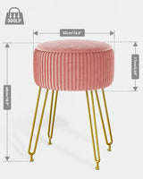 IBUYKE Velvet Storage Footrest Stool Ottoman, Makeup Vanity Stool Side Table with Golden Steel Legs Removable Cover, Coffee Table Top Cover, Pink LG-20P IBUYKE