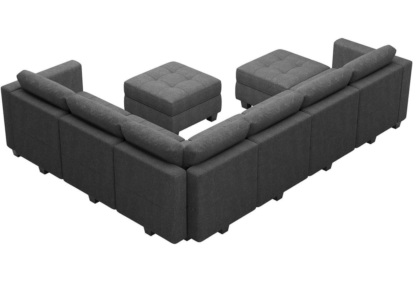 Belffin Modular Sectional Sofa Set with Ottomans Oversized U Shaped Sofa Set with Storage Seat Modular Sofa Couch with Reversible Chaises Modern Fabric Dark Grey