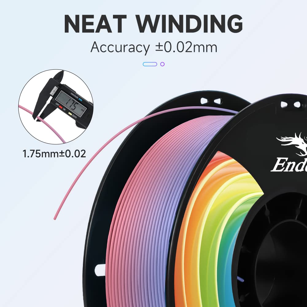 Creality 3D Printer Filament, PLA Plus Filament 1.75mm Rainbow, PLA Pro Toughness Upgraded Dimensional Accuracy +/- 0.03mm, 1KG Spool(2.2lbs) Ender PLA+ Filament for Most 3D Printer Creality