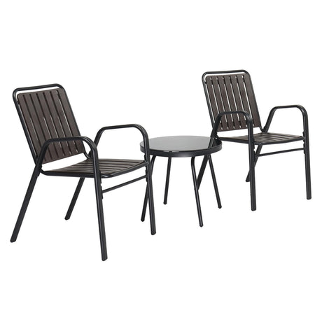 VINGLI 3 Piece Patio Furniture Set Metal Patio Chairs Set of 2 w/PP Backrest and Seat, Outdoor Bistro Set for 2 Porch Furnitutre, Yard, Balcony VINGLI