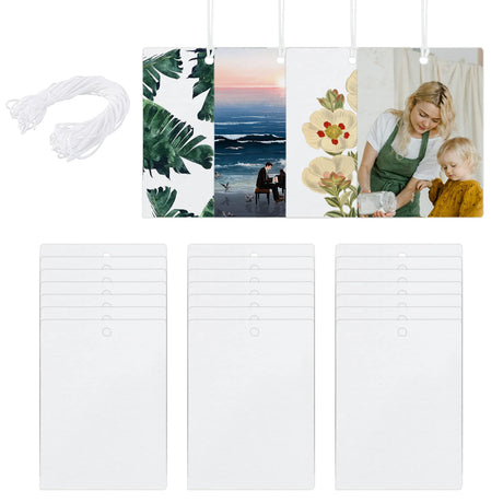 MAIKESUB 25 Pieces Rectangle Sublimation Air Freshener Blank Sheets Car Scented Hanging Sheets Felt Air Freshener White Fragrant Sheets with Bags and Elastic Rope for Car Interior Use and Decor MAIKESUB
