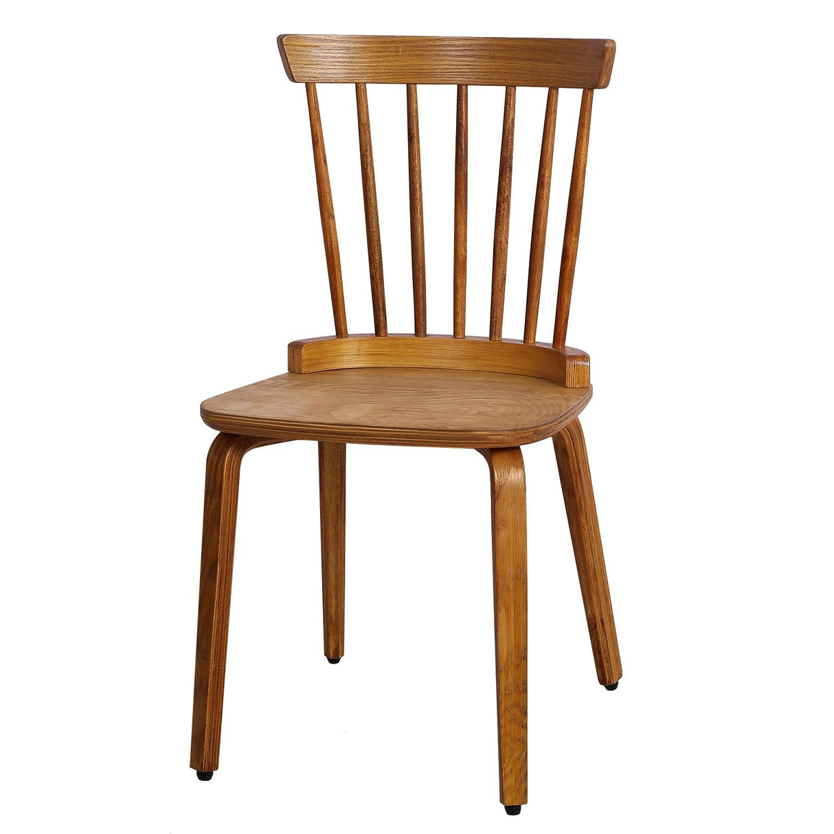 Bekrvio Windsor Chairs Set of 2, Farmhouse Spindle Back Dining Chairs with Bentwood Legs, Solid Wood Armless Dining Room Chair for Kitchen Room, Living Room, Vintage Country Style, Distressed Brown Bekrvio