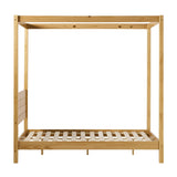 Natural Pine Solid Wood Full Minimalist Canopy Bed Walker Edison