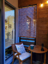 Waterproof Bamboo Roman Blinds for Indoor/Outdoor Patio, Reed Roller Shades Privacy Protection Porch Blackout Roll-up Bamboo Windows Curtain with Lifter, Cordless 72" W x 72" H VELLOW