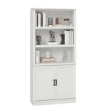 blini 5 Shelf Tall Bookcase with Doors White Bookshelf 31in Wide Display Standing Storage Shelf 72in Tall Wood Book Shelves for Bedroom Living Room Office Library blini