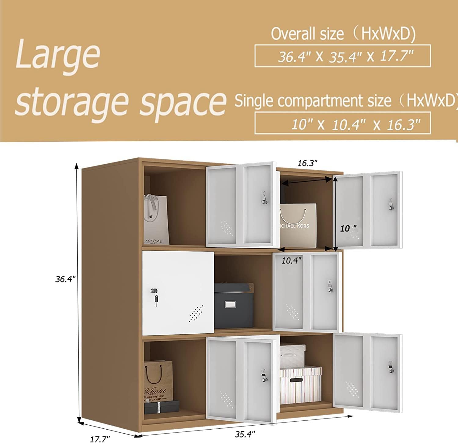 9 Door Metal Locker, Office Cabinet Locker,Living Room and School Locker Organizer,Home Locker Organizer storage for Kids,Bedroom and office storage cabinet with doors and lock for cloth whit - WoodArtSupply