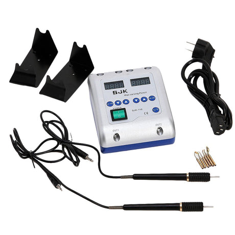 Smiledt Electric Waxer Carving Knife Machine Double Pen and 6 Wax Tip Pot for Dental Lab Smiledt