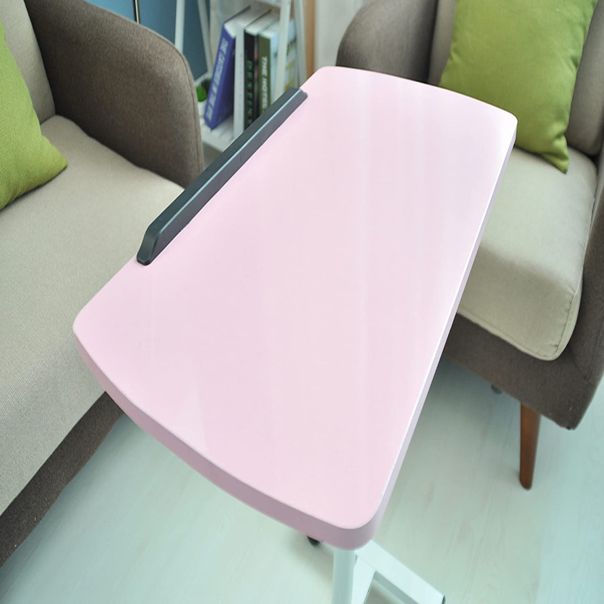 Qiveno Mobile Laptop Table, Small Standing Desk, Angle & Height Adjustable Rolling Laptop Desk Cart Over Bed Table for Home Office (Pink) Qiveno