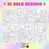 Cozy Delights: Cute Coloring Book for Adults and Teens Featuring Adorable Animal Characters, Candyland Adventures, Chocolate Mountains, and Cozy Hygge Delights! WoodArtSupply