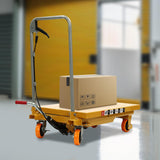 RustyVioum Hydraulic Lift Table 770lbs Capacity Double Scissor Lift Table with 4 Wheels Manual Hydraulic Table Cart Hydraulic Material Lift Pallet Truck for Factories, Warehouses Supermarkets RustyVioum