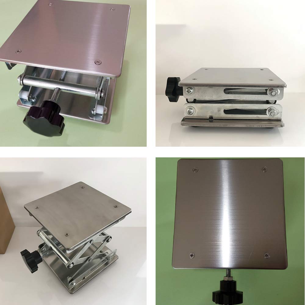 8" x8",Stainless Steel Lab Jack Scissor Stand Platform,Lab Lift Stand Table, Scientific Scissor Lifting Jack Platform,Expandable Lift Height Range 80mm-326mm,Maximum Support Weight 50kg LabZhang