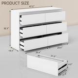 OtterOasis White Wood Dresser, 6 Drawer Dressers for Clothes Storage for Bedroom, Modern Dresser with Wide Drawers, Wide Wooden Chest Drawers for Living Room, Entryway, TV Stand(47" W x15.4 Dx32.3 H) OtterOasis