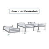 DHP Phoenix Triple Bunk Bed, Twin Size, Grey DHP