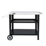 Royal Gourmet PC3404S Rolling Dining Table with Trash Bag Holder, Outdoor Garden Patio BBQ Kitchen Food Prep Table Cart, 34"L x 20"W Stainless Steel Tabletop, Silver & Black Royal Gourmet
