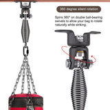 BeneLabel Heavy Duty Boxing Punching Bag Hanger Chain with Spring, 350 LB Capacity, 360° Rotation Wood Beam Holder with 4 Chains and 4 Carabiners, 2 Hexagon Wood Screws and 2 Expansion Screws. BeneLabel