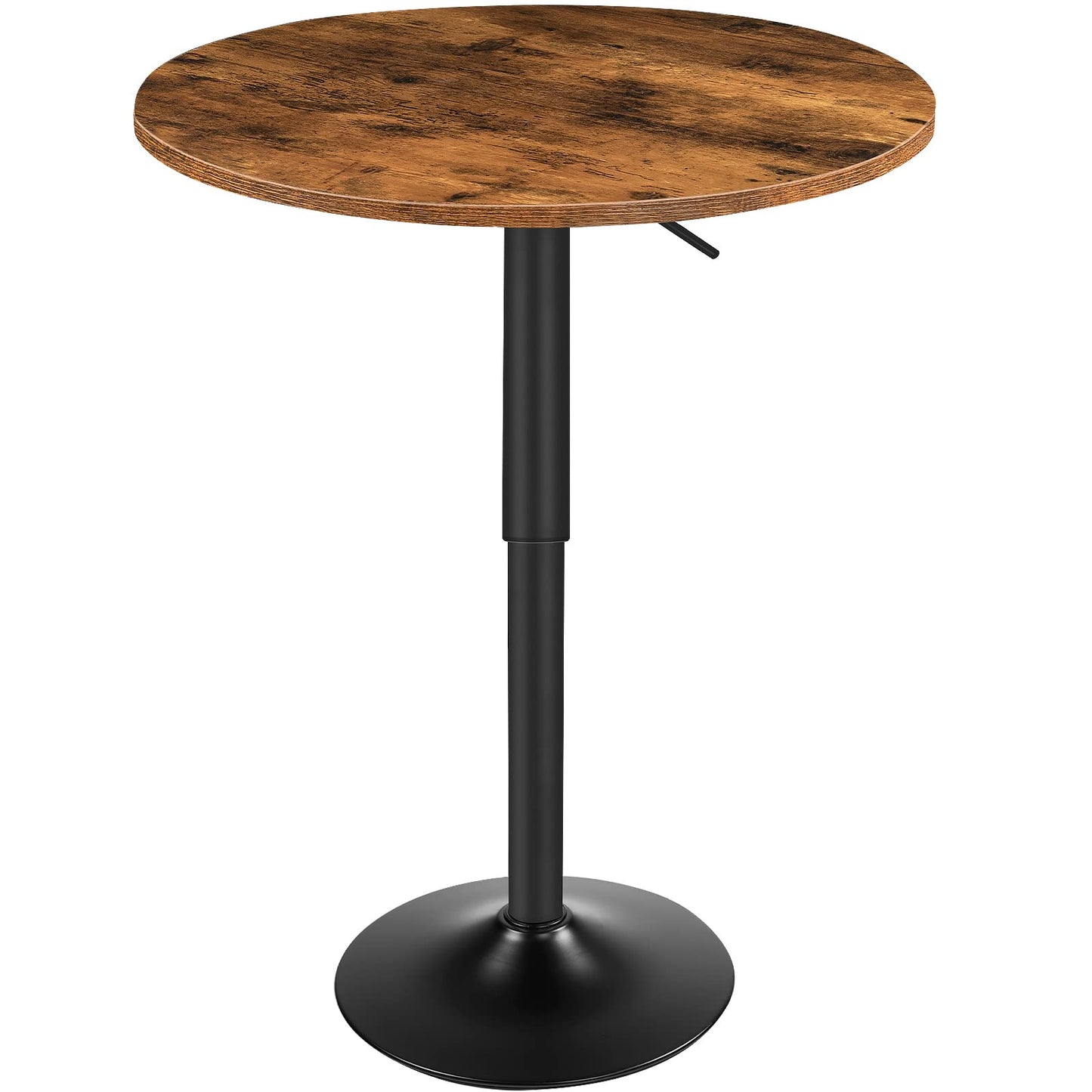 HOOBRO Height-Adjustable Round Bar Table in Rustic Brown - Modern Cocktail Table for Small Spaces - WoodArtSupply