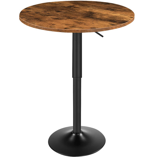 HOOBRO Height-Adjustable Round Bar Table in Rustic Brown - Modern Cocktail Table for Small Spaces