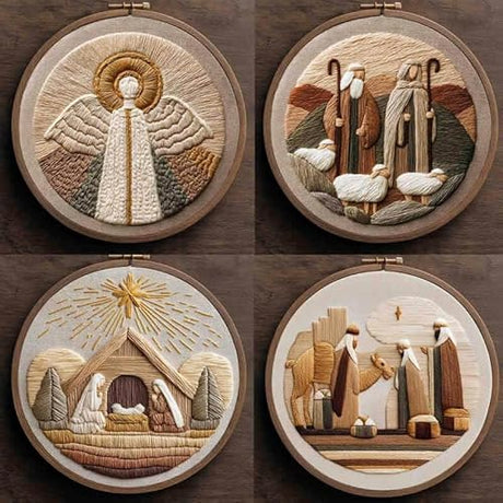 Amiiba Embroidery Starter Kit with Angel with Halo Pattern, DIY Full Range Stamped Embroidery Cross Stitch Kits for Beginners Adults (Angel) Amiiba