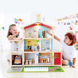 PUCKWAY Lovely Family Dollhouse Dolls Set of 8 Wooden Figures, Kids Girls Happy Playset Characters Accessories for Children Pretend Gift PUCKWAY