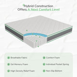 Novilla King Size Mattress, 10 Inch Hybrid Mattress in a Box, Individually Wrapped Pocket Coils Innerspring Mattress for Motion Isolation, Supportive with Medium Firm Feel, Groove Novilla