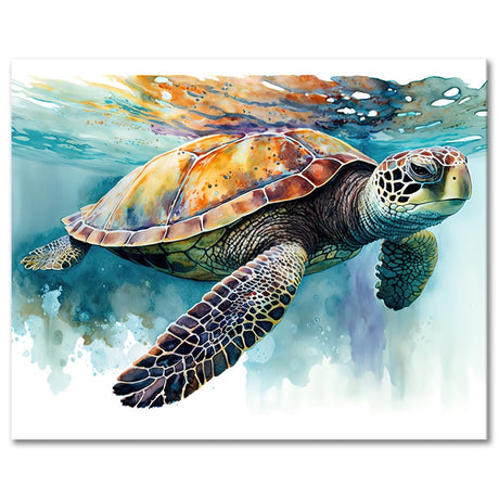 Paint by Numbers Sea Turtle, Abstract Paint by Number, Adult Paint by Number Kits on Canvas Tortoise Paintwork with Paintbrushes, Easy Paint by Numbers Art Crafts 16"x20" TUMOVO