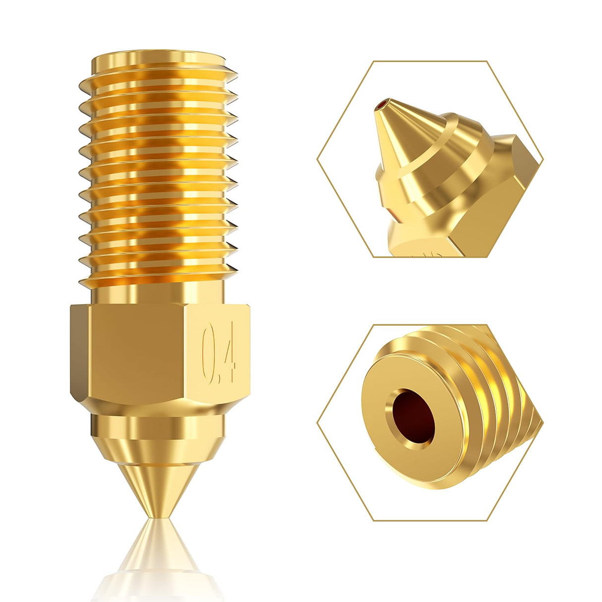 CCTREE 10PCS 0.4mm Ender 3 V3 SE Brass Nozzles Kit, 3D Printer Parts High Speed M6 0.4mm Nozzles Kit for Creality 3D Printer Ender 3 V3 SE, Ender 5 S1, Ender 7, Spider 1.0 Hotend CCTREE