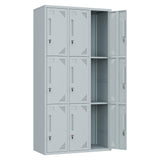 Anxxsu Metal Locker with 9 Doors Employees Locker, Metal Storage Locker with Hooks, 71" Storage Cabinet Lockers for Employees, Home, Office, Gym Requires Assembly (Grey) Anxxsu