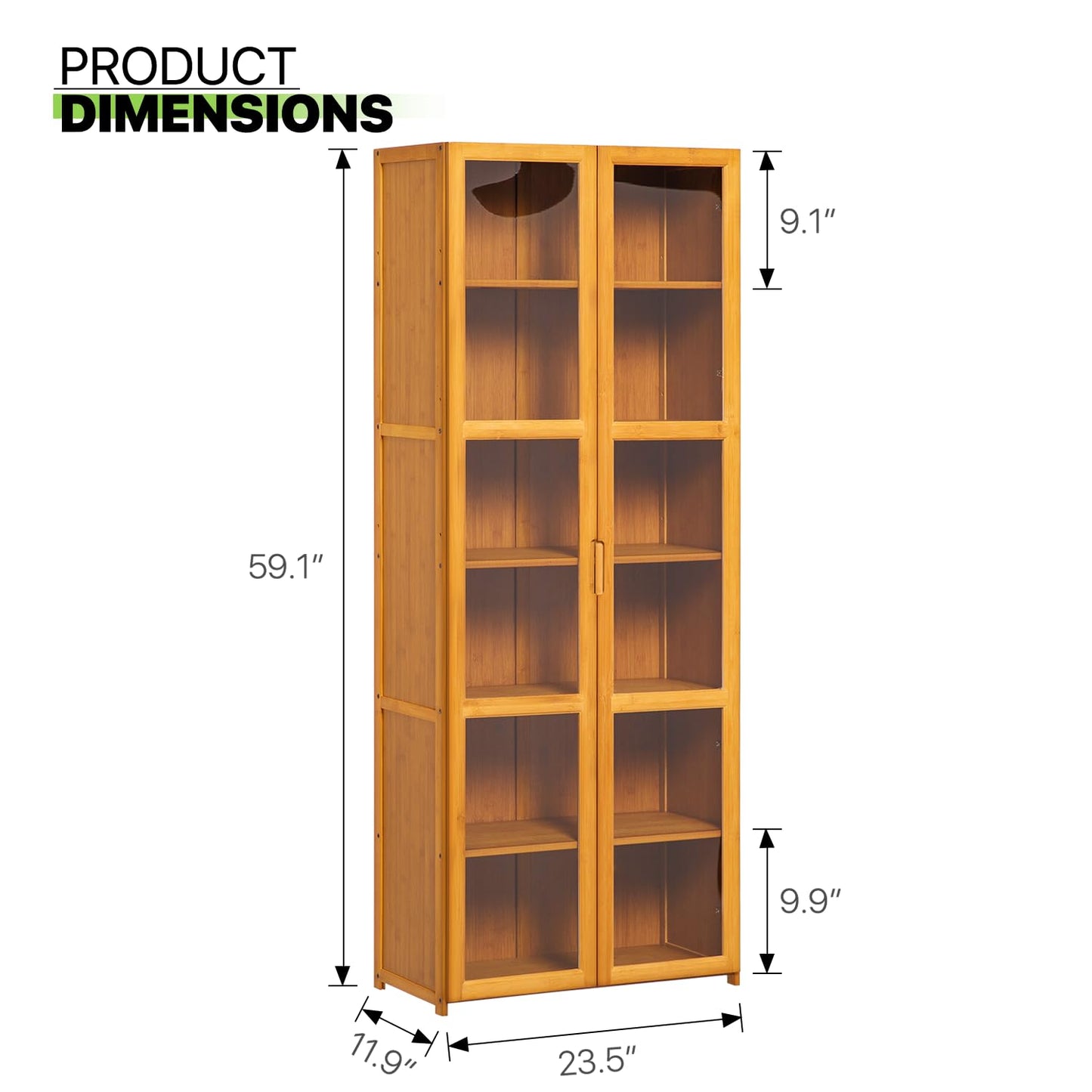 Magshion 6-Tier Bamboo Bookcase with Clear Doors for Versatile Storage Solutions in Brown - WoodArtSupply