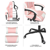 Leopard Gaming Chair with Footrest, Height Adjustable Game Chair with Lumbar Support, Video Gaming Chair for Gaming Room, Living Room and Office - Pink/White Leopard Outdoor Products