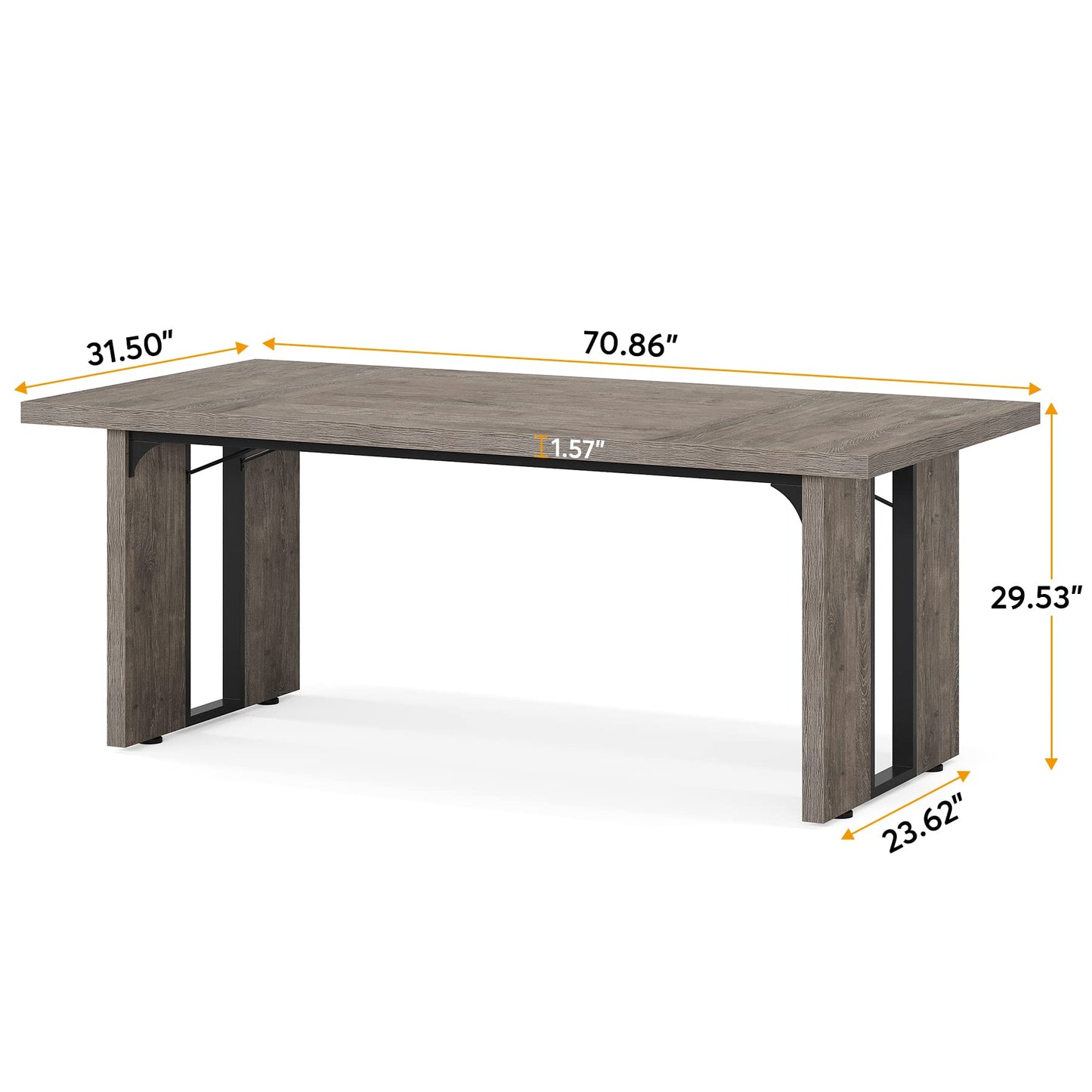 Tribesigns 71" Large Dining Table for 6 to 8 People, Rustic Farmhouse Style Dinner Table, Rectangular Dining Table for Kitchen, Dining Room & Living Room - WoodArtSupply