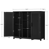 Iwell Storage Cabinet with 2 Doors and 4 Storage Shelves, Bathroom Cabinet, Cupboard for Living Room, Home Office, Entryway, Black Iwell