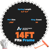 Ultrapower Sports Trampoline Mat Replacement 14FT Replacement Trampoline Mat 14 FT Mats 84 Rings Jumping Mat for 84 Springs 5.3"-5.7" Springs 8 Row Stitch Anti-UV Wear-Resistant Spring Hook Gloves ULTRAPOWER SPORTS