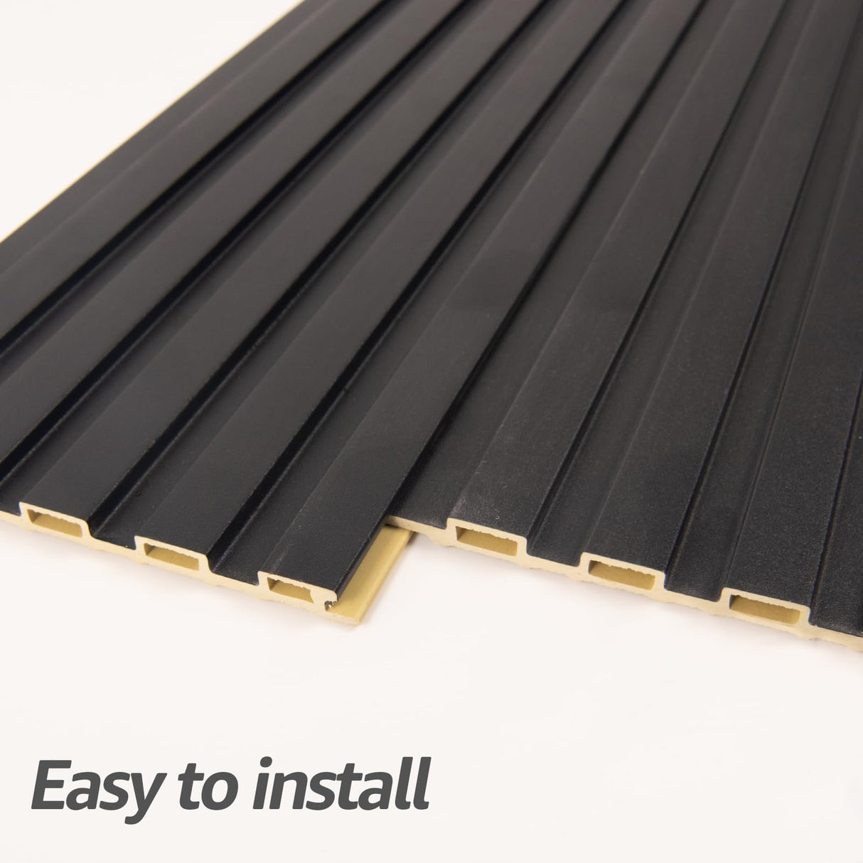 Art3d WPC Slat Wall Panels, 8-Pack 108 x 6 Inch 3D Wall Accents for Interior Wall Decor, Living Room, Bedroom, Black Art3d